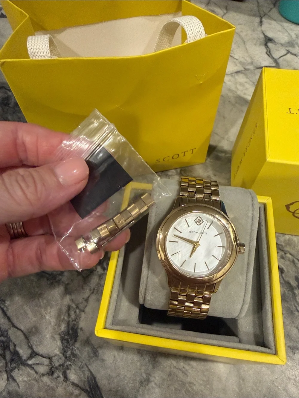Kendra Scott Rose Gold Tone Watch with Mother of Pearl Dial